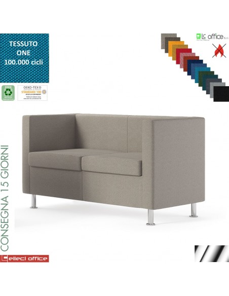 BOX divano DUE posti con piedini finitura cromo rivestimenti tessuto ONE class 1 IM
