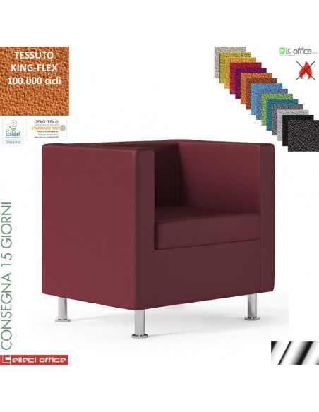 BOX poltrona con piedini finitura cromo rivestimento TESSUTO KING FLEX class 1 IM