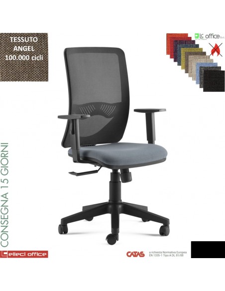 Oxy poltrona operativa schienale rete syncro multiblock base nylon rivestimenti tessuto ANGEL Class 1 IM