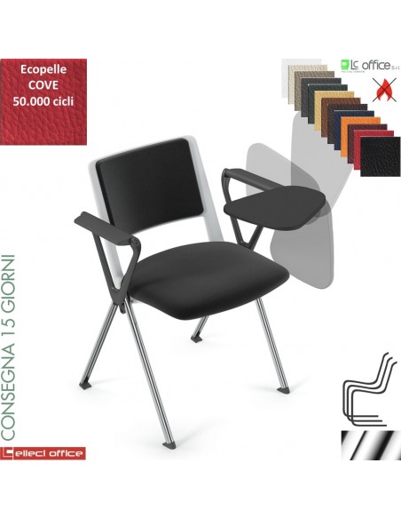 POP sedia impilabile sedile imbottito, schienale rete cover bianchi telaio 4 gambe cromo rivestimento MADRID class 1 IM