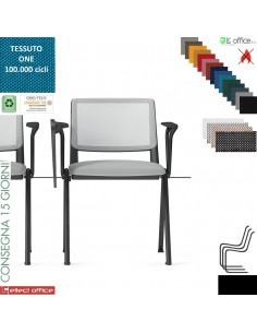 POP Sedia impilabile sedile imbottito schienale rete cover telaio 4 gambe verniciato nero rivestimenti tessuto ONE class 1 IM