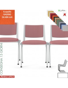 Sedia impilabile sedile e schienale imbottiti cover e telaio 4 gambe verniciato bianco rivestimenti ecopelle GAZEBO Class 1 IM