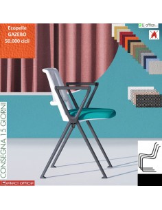 POP Sedia impilabile sedile imbottito schienale rete cover bianchi telaio 4 gambe verniciato nero ecopelle GAZEBO class 1 IM