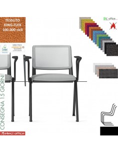 POP sedia impilabile sedile imbottito schienale rete cover telaio 4 gambe verniciato bianco TESSUTO KING FLEX class 1 IM