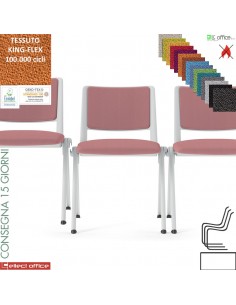 POP Sedia impilabile sedile schienale imbottiti cover telaio 4 gambe verniciato bianco rivestimento TESSUTO KING FLEX class 1 IM