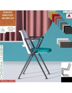 POP Sedia impilabile sedile imbottito schienale rete cover bianchi telaio 4 gambe verniciato nero TESSUTO KING FLEX class 1
