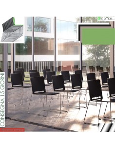 KUBIKA Sedia impilabile sedile e schienale in polipropilene su telaio a slitta cromo