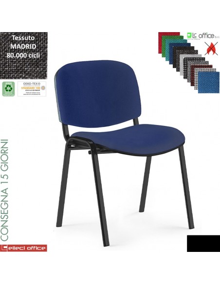 Easy Sedia quattro gambe con telaio verniciato nero sedile e schienale imbottiti rivestimento tessuto MADRID class 1 IM