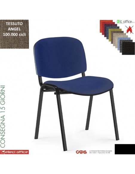 Easy Sedia quattro gambe con telaio verniciato nero sedile e schienale imbottiti rivestimento tessuto Angel class 1 IM