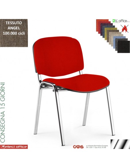 Easy Sedia quattro gambe con telaio cromato sedile e schienale imbottiti rivestimento tessuto Angel class 1 IM