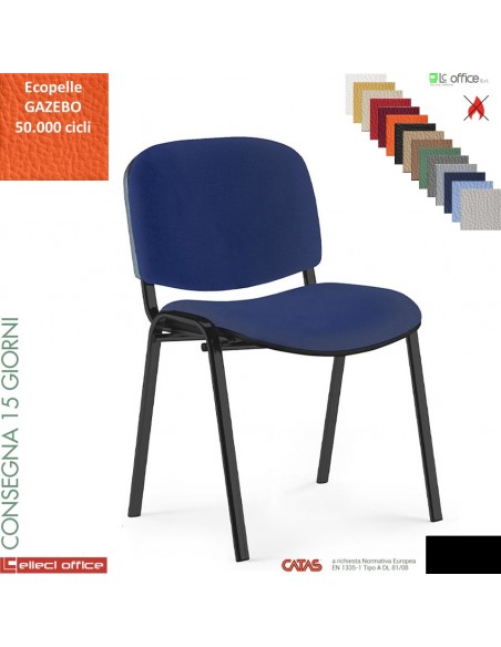 Easy Sedia quattro gambe con telaio verniciato nero sedile e schienale imbottiti rivestimento ecopelle GAZEBO class 1 IM