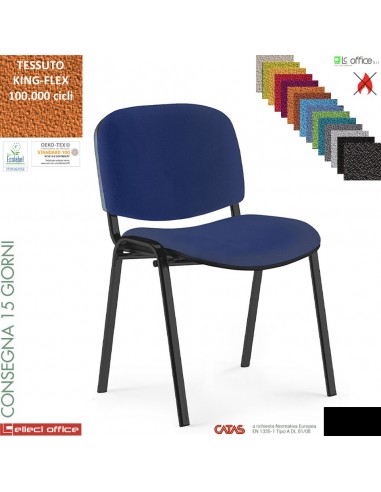 Easy Sedia quattro gambe con telaio verniciato nero sedile e schienale imbottiti rivestimento tessuto king FLEX class 1 IM
