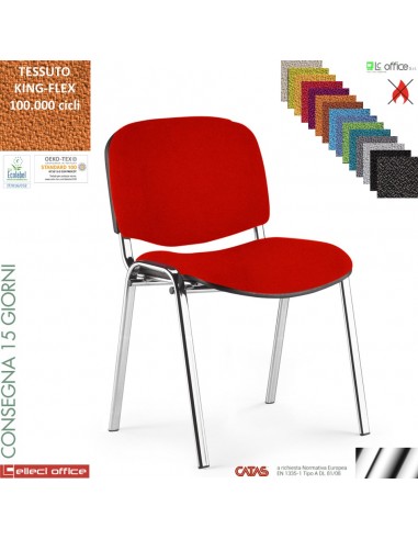 Easy Sedia quattro gambe con telaio cromato sedile e schienale imbottiti rivestimento tessuto King Flex Class 1 IM