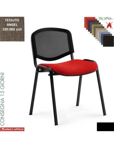 Easy Sedia quattro gambe con telaio verniciato nero sedile imbottito schienale rete rivestimenti tessuto Angel class 1 IM