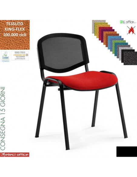 Easy Sedia quattro gambe con telaio verniciato nero sedile imbottito schienale rete rivestimento TESSUTO KING FLEX class 1 IM