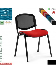 Easy Sedia quattro gambe con telaio verniciato nero sedile imbottito schienale rete rivestimenti tessuto ONE class 1 IM