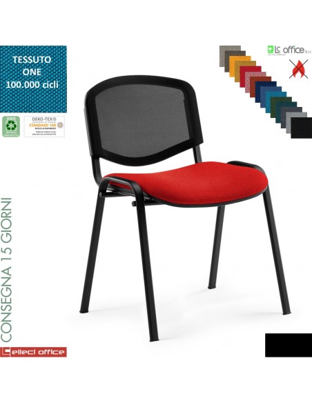 Easy Sedia quattro gambe con telaio verniciato nero sedile imbottito schienale rete rivestimenti tessuto ONE class 1 IM