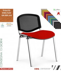 Easy Sedia quattro gambe con telaio cromato sedile imbottito schienale rete rivestimento TESSUTO KING FLEX class 1 IM