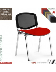 Easy Sedia quattro gambe con telaio cromato sedile imbottito schienale rete rivestimenti tessuto Angel class 1 IM