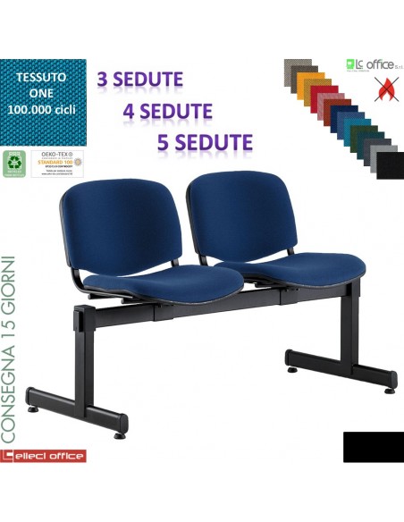 EASY panca attesa EASY sedute su trave verniciato nero sedile schienale imbottiti rivestimento tessuto ONE Class 1 IM