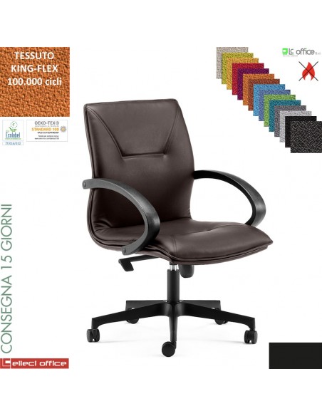 SADIA Poltrona semi-direzionale oscillante braccioli polipropilene base nylon tessuto KING FLEX class 1 IM