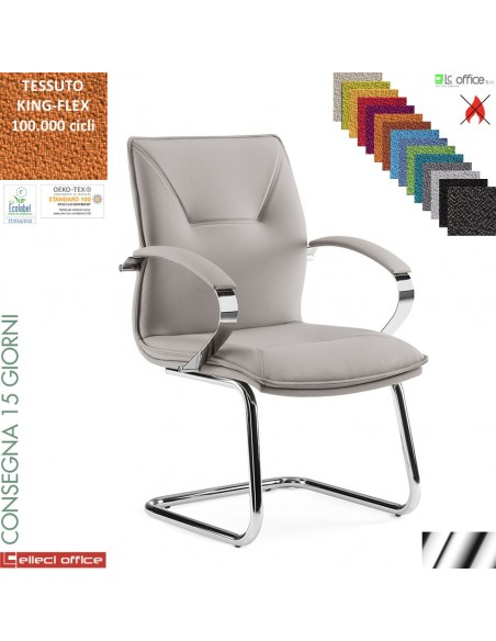 SADIA Poltrona interlocutore con braccioli e telaio in acciaio cromato tessuto KING FLEX class 1 IM