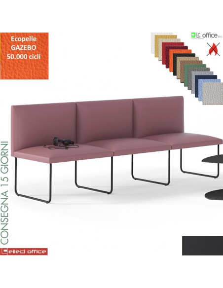 DOMINO poltrone attesa tre posti COMPONIBILE rivestimento ecopelle GAZEBO class 1IM