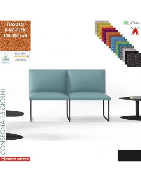 DOMINO poltrone attesa due posti COMPONIBILE rivestimento tessuto KING-FLEX class 1 IM