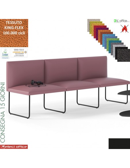 DOMINO poltrone attesa tre posti COMPONIBILE rivestimento tessuto KING-FLEX class 1 IM