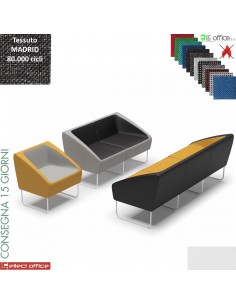 ITACA Poltrona attesa componibile base bianca rivestimento in tessuto MADRID ignifuga class 1IM