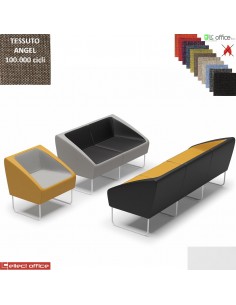 ITACA Poltrona attesa componibile base bianca rivestimento in tessuto ANGEL IGNIFUGO class 1IM