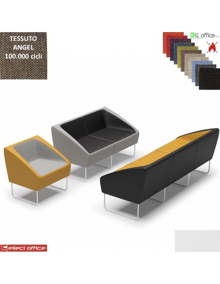 ITACA Poltrona attesa componibile base bianca rivestimento in tessuto ANGEL IGNIFUGO class 1IM