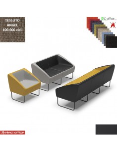ITACA Poltrona attesa componibile base NERA rivestimento in tessuto ANGEL IGNIFUGO class 1IM