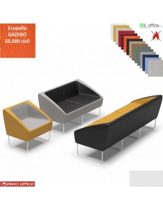 ITACA Poltrona attesa componibile base bianca rivestimento in ECOPELLE GAZEBO ignifuga class 1IM