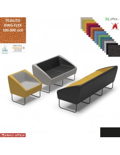 ITACA Poltrona attesa componibile base NERA rivestimento in tessuto  King Flex ignifuga class 1IM
