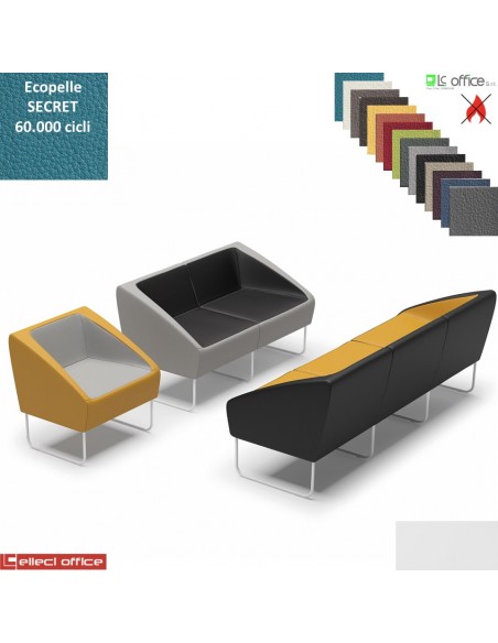 ITACA Poltrona attesa componibile base biancorivestimento in ecopelle SECRET class 1 IM