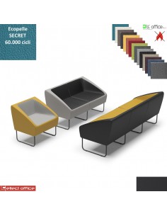 ITACA Poltrona attesa componibile base NERO rivestimento in ecopelle SECRET class 1 IM