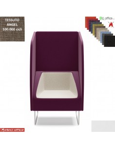 ITACA ACOUSTIC Poltrona con pareti acoustic gambe verniciate bianche rivestiment tessuto Angel class 1 IM