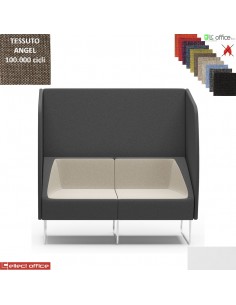 ITACA ACOUSTIC Poltrona 2 POSTI con pareti acoustic gambe verniciate bianche rivestiment tessuto Angel class 1 IM