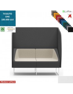 ITACA ACOUSTIC Poltrona 2 POSTI con pareti acoustic gambe verniciate bianche rivestimenti tessuto ONE class 1 IM