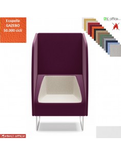 ITACA ACOUSTIC Poltrona con pareti acoustic gambe verniciate bianche rivestimenti ecopelle GAZEBO Class 1 IM