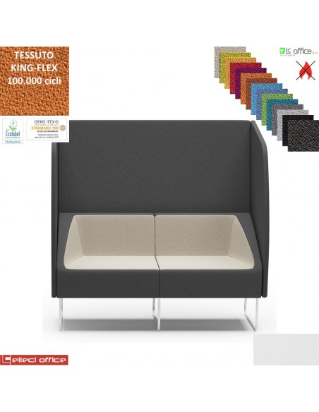 ITACA ACOUSTIC Poltrona 2 posticon pareti acoustic gambe verniciate bianche rivestimento ecopelle SECRET class 1 IM