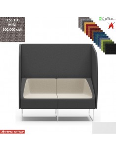 ITACA ACOUSTIC Poltrona 2 posti con pareti acoustic gambe verniciate bianche rivestimento tessuto MINI class 1 IM
