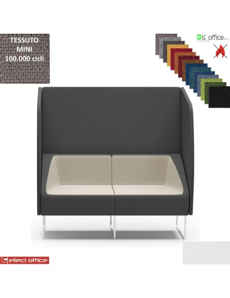 ITACA ACOUSTIC Poltrona 2 posti con pareti acoustic gambe verniciate bianche rivestimento tessuto MINI class 1 IM