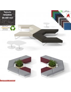 FORMAT Seduta aggiuntiva 60 ° gamba centrale BIANCA rivestimento tessuto MADRID class 1IM