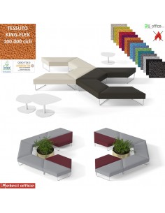 FORMAT Seduta modulare 60 ° gambe terminali verniciate bianche rivestimenti TESSUTO KING FLEX class 1 IM