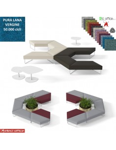 FORMAT Seduta modulare 60 ° gambe terminali verniciate bianche rivestimento pura Lana vergine Class 1IM