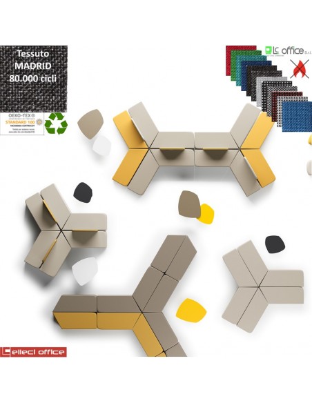 MANTRA Pouf con angolare destro attesa rivestimento tessuto MADRID class 1IM