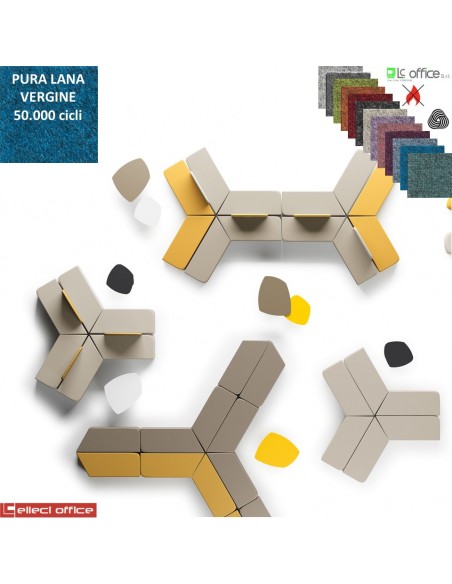 MANTRA Pouf angolare sinistro attesa rivestimento pura Lana vergine Class 1IM