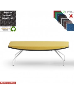 ONDA Panca pouf 2 posti base a 4 gambe verniciato bianco rivestimento tessuto MADRID class 1IM